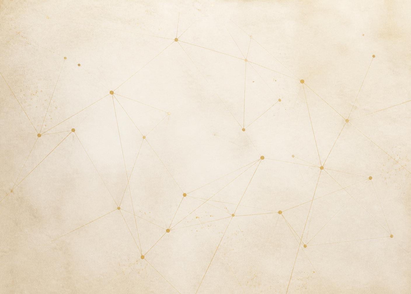 Lignes dorées reliant des points comme une constellation sur un papier crème